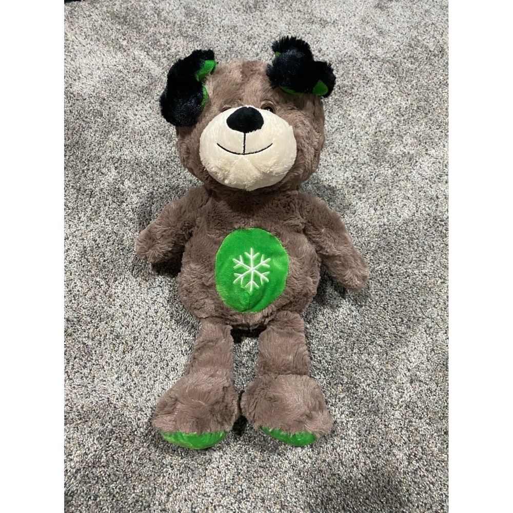 Animal Adventure Brown Teddy Bear Plush Green Snowflake Winter Holiday 2015 12"